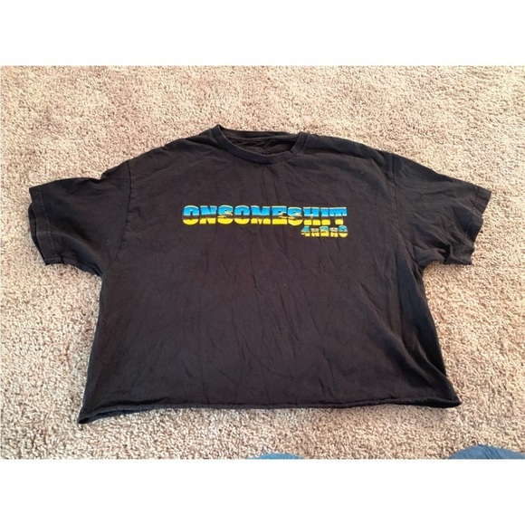 Vintage Onsomeshit Biker Rocker Retro Tee Top T-shirt Black Blue Extra Large - Picture 4 of 11